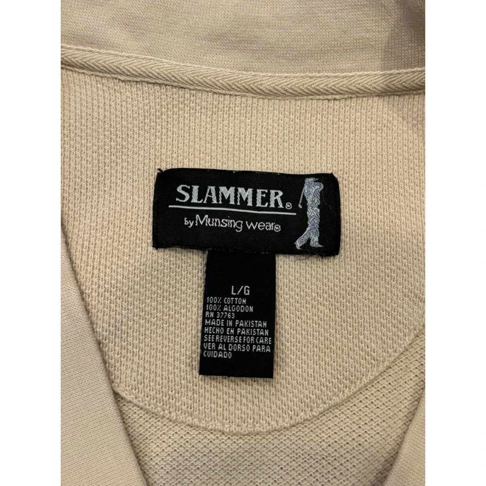 Vintage Slammer By Munsingwear Vest Mens Large Beige Golf V-Neck Sweater Vest